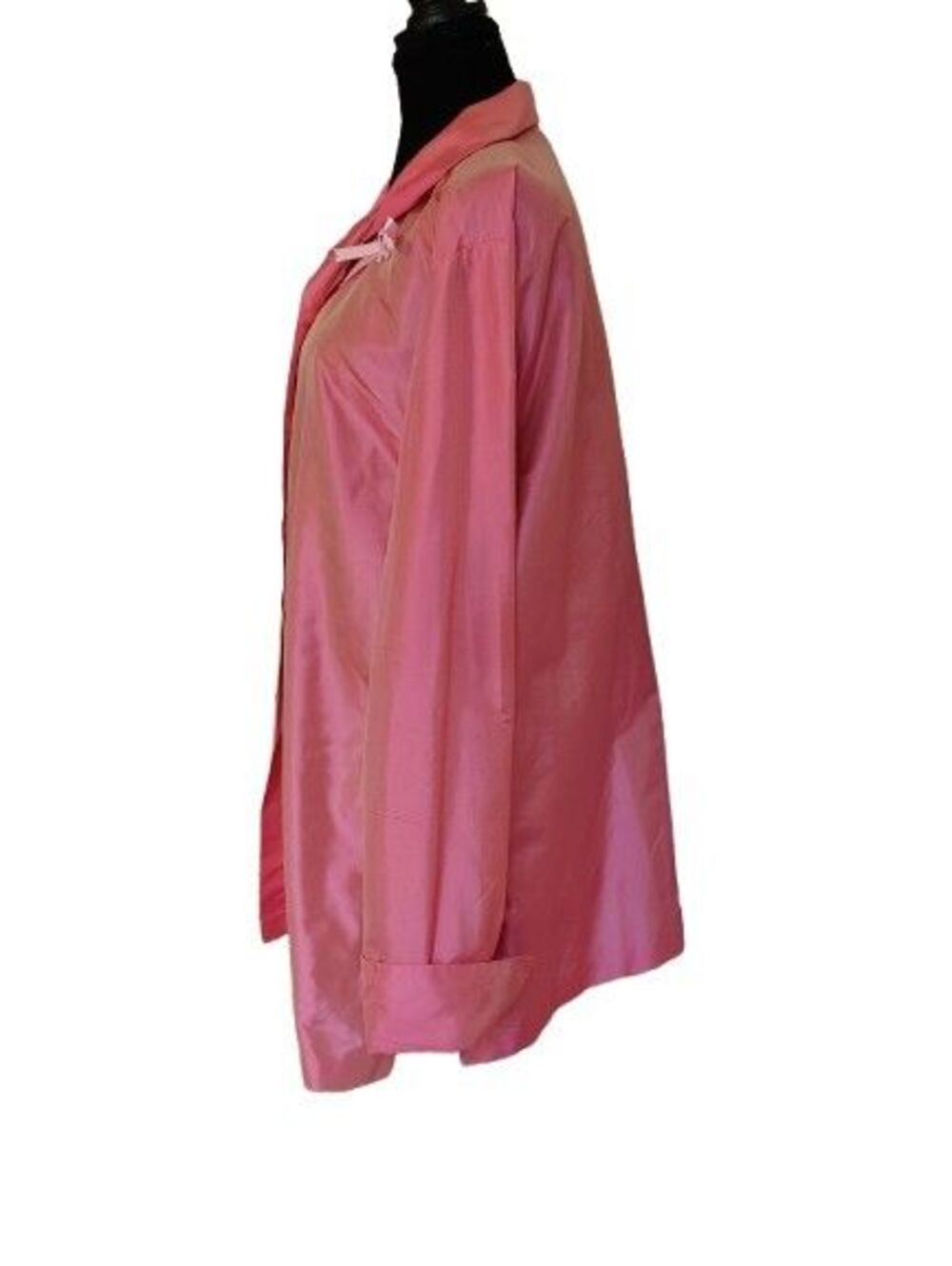 Linda Allard Ellen Tracy Pink Silk Button Up Shirt Blouse Sz 14 Pink Ribbon - Picture 3 of 10